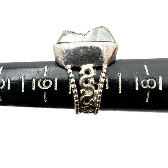 Womens Ring Silver Drusy Quartz Sterling Silver Size 7 Chunky Big - Picture 4 of 6